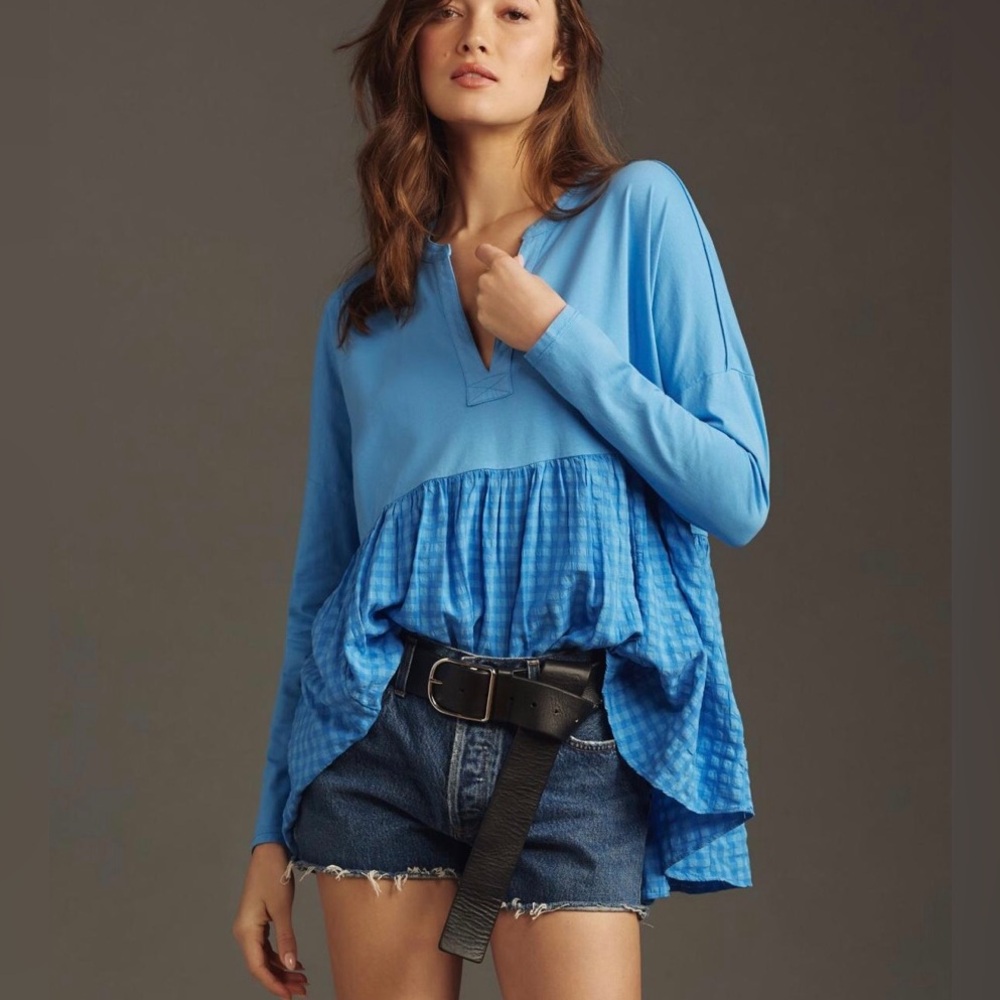 ANTHROPOLOGIE Pilcro Long-Sleeve Oversized Babydoll Top - Picture 1 of 10
